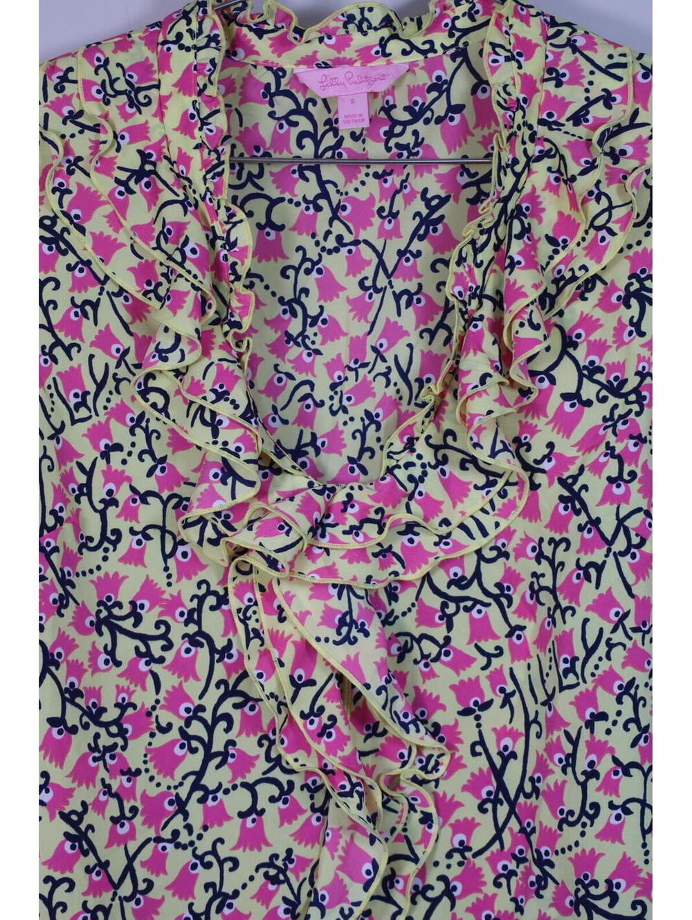 Lilly Pulitzer Allison Floral Sleeveless Ruffle Blouse Small - Picture 2 of 6